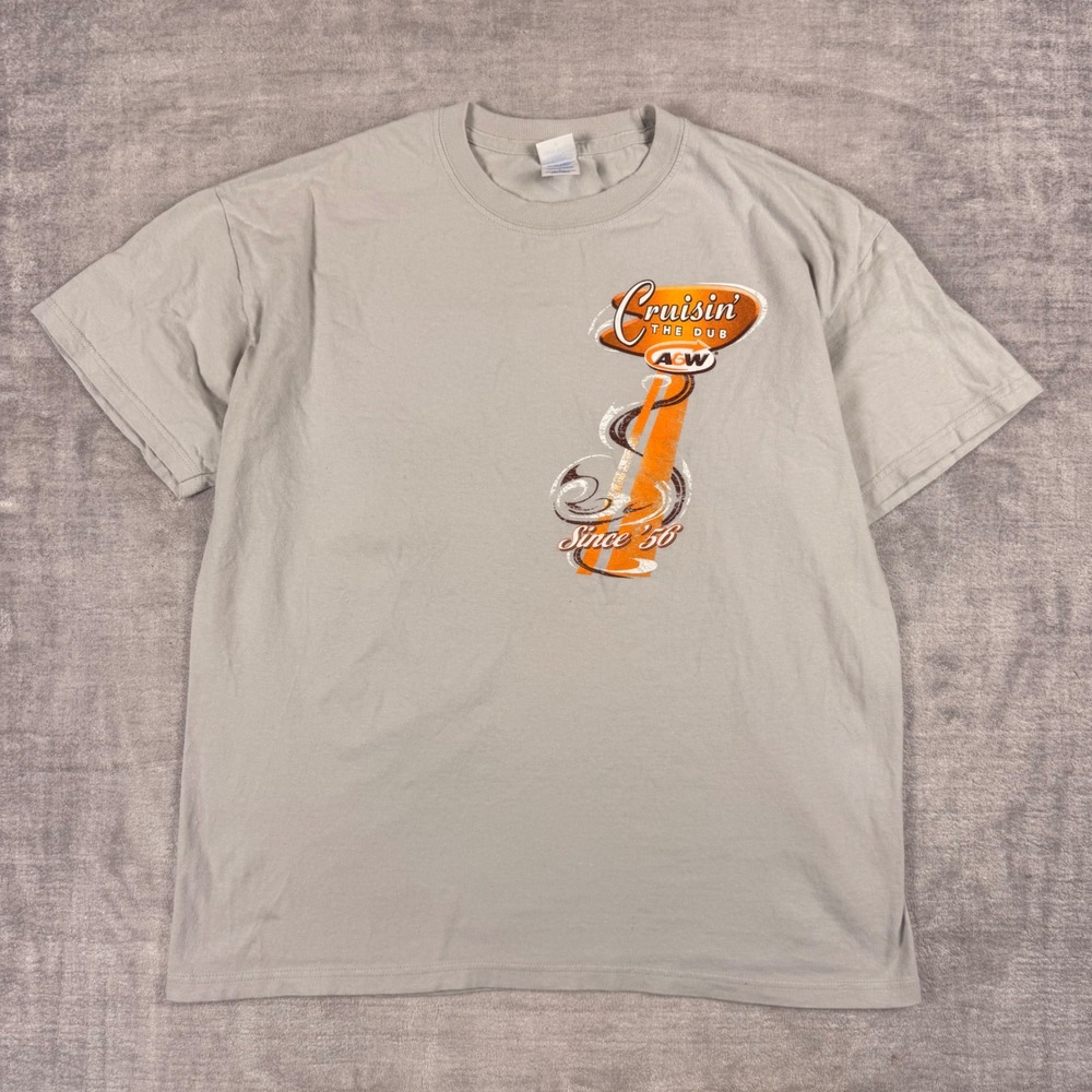 A&W Root Beer Shirt Mens Large Grey Hot Rod Vintage Y2k Retro Classic Cars